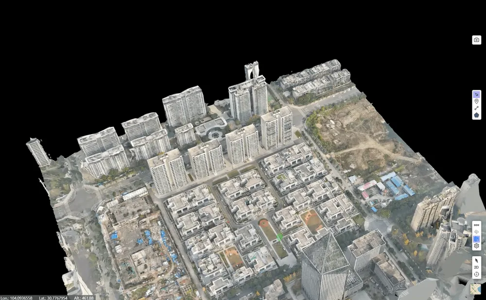 GeoKernel website showing a 3D reconstruction of a built environment.